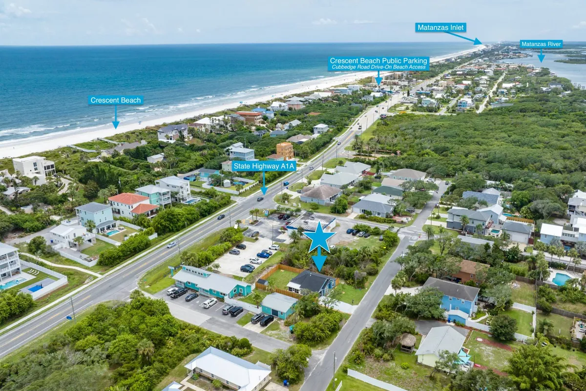 Aerial view of the Crescent Beach coastline