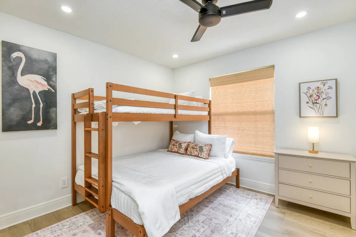 Bunk room with twin-over-queen bunk