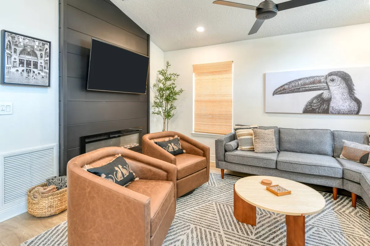 Living room with mounted TV
